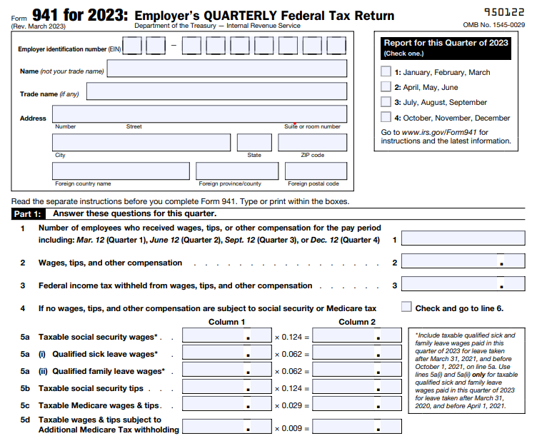 IRS Form 941 for 2023